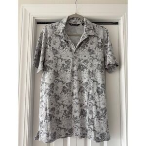Travis Mathew grey floral featherweight polo size medium